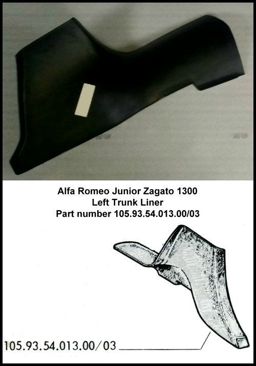Various Trunk Lining Panels for Alfa Romeo Junior Zagato 1300 New-Old-Stock
